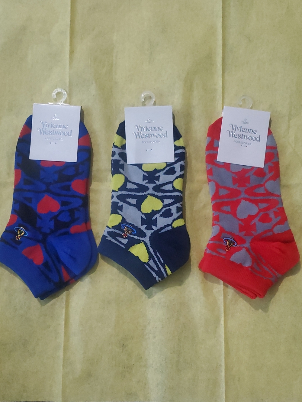 Vivienne Westwood Colorblocked Patterned Ankle Socks - Blue, Yellow & Red